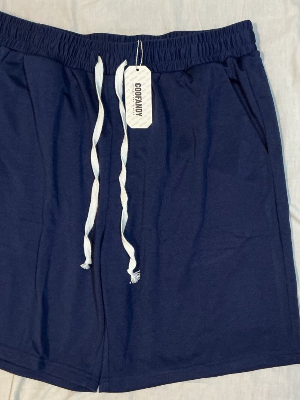 Coofandy/Lounge Shorts/Mens L/Navy Blue Drawstring Athleisure Casual Comfort Gym - Picture 5 of 6